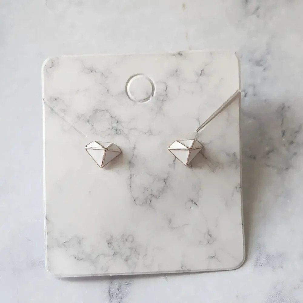 Pyramid Stud Earrings  Low 3D Enamel Triangle